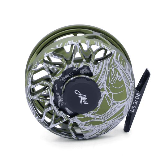 Abel Rove 5/7 Satin Olive Larko Trout  Satin Black Drag Fly Reel