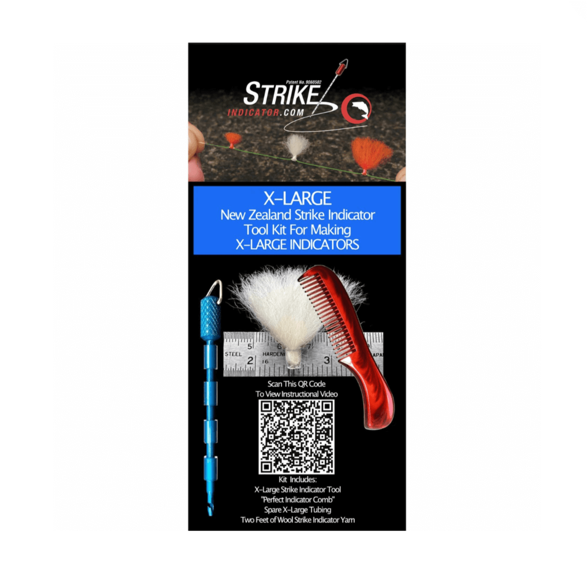 New Zealand Strike Indicator - X-Large Pre-cut Sleeves and Vial with Velcro top.