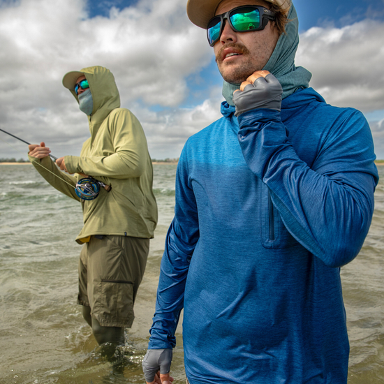 Patagonia Men's Capilene Cool Sun Hoody - Cloud Crag Crest Aquatic Blue - Light Aquatic Blue X-Dye