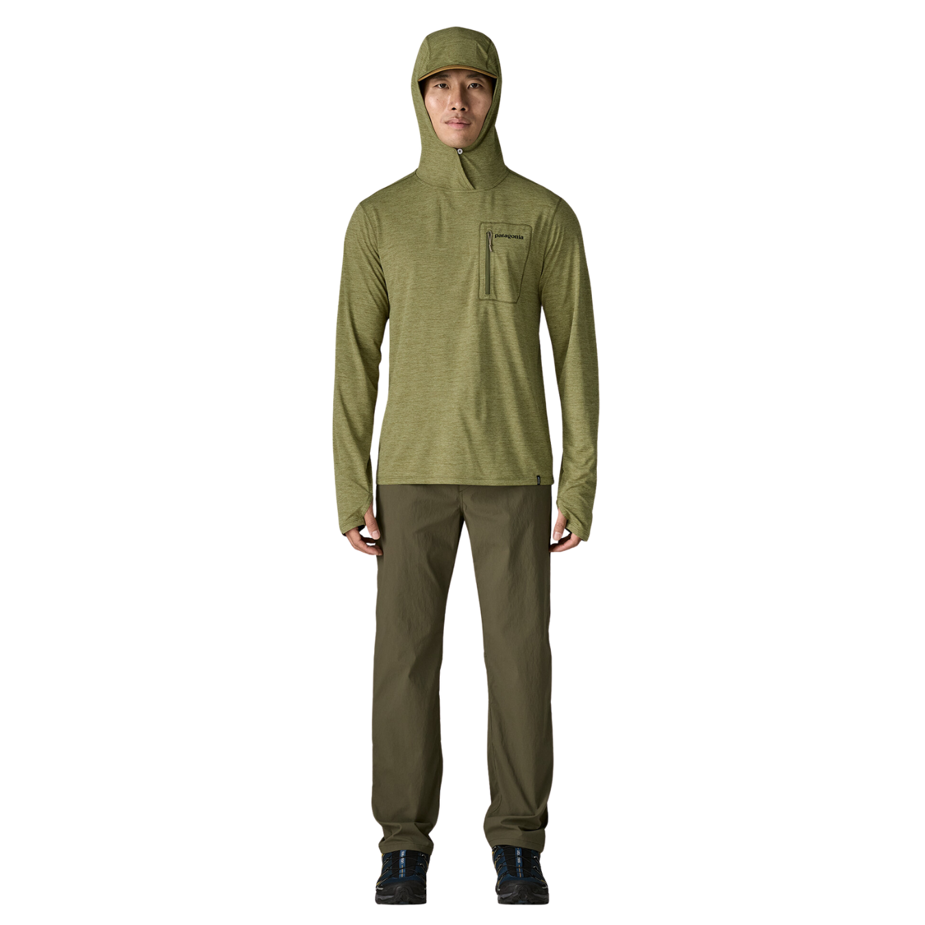 Patagonia Men's Capilene Cool Sun Hoody - Fitz Roy Trout Caper Green - Buckhorn Green X-Dye