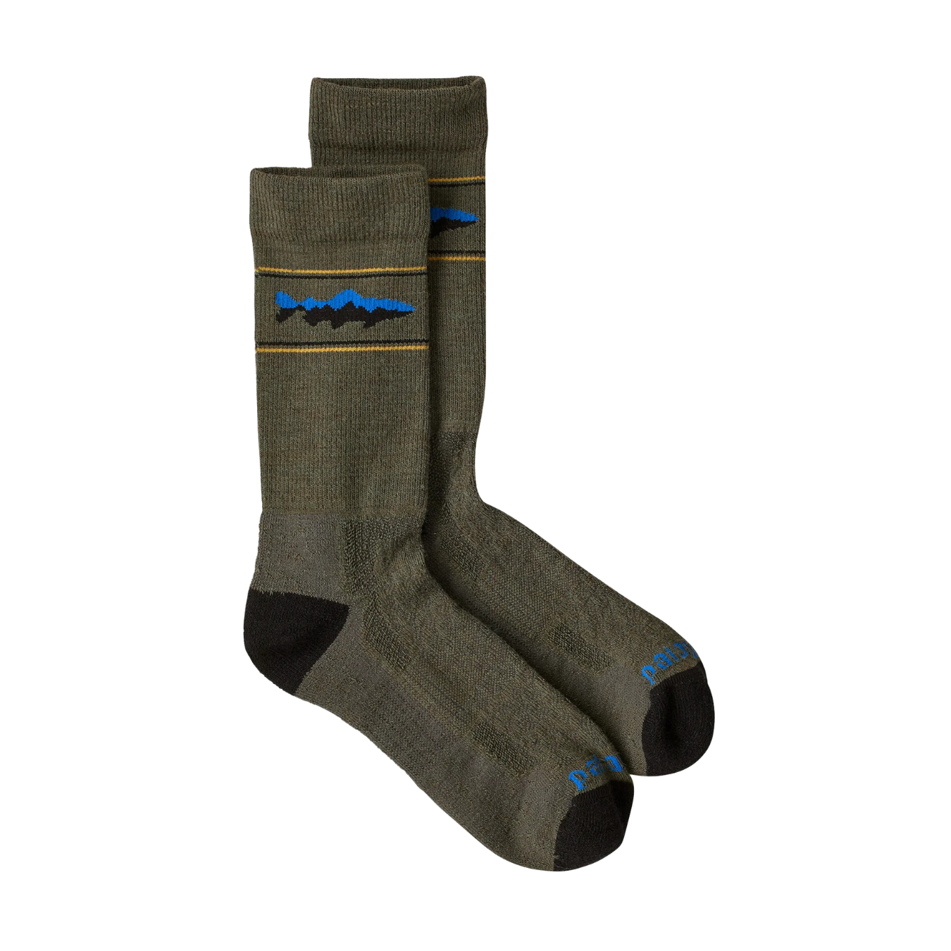 Patagonia Merino Wool Blend Crew Socks mountain trout basin green