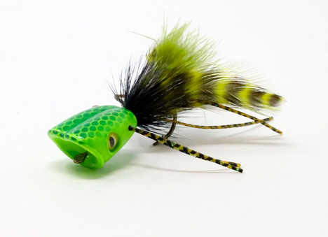 Double Barrel Bass Bug Popper Green Chartreuse